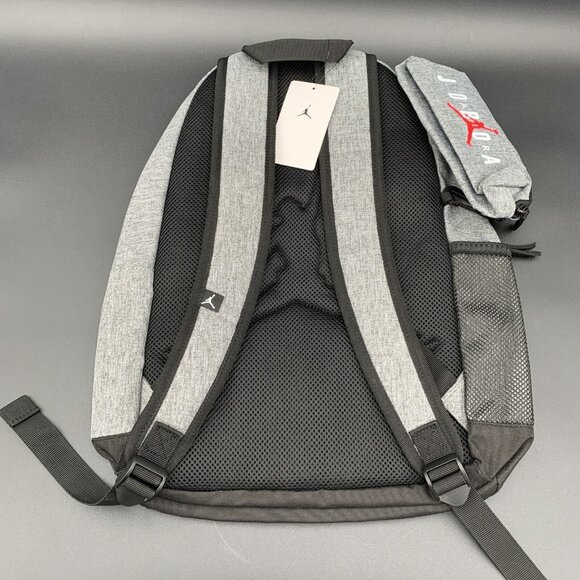 Air Jordan Backpack w/ Pouch Pencil Case Gray & Black Carbon Heather Large Size - Picture 2 of 7